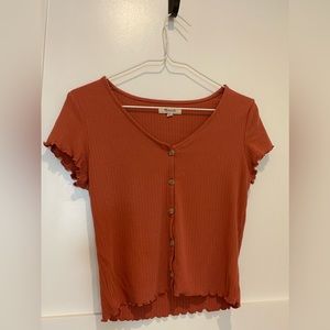 Madewell Ribbed Button-Front V-Neck Tee